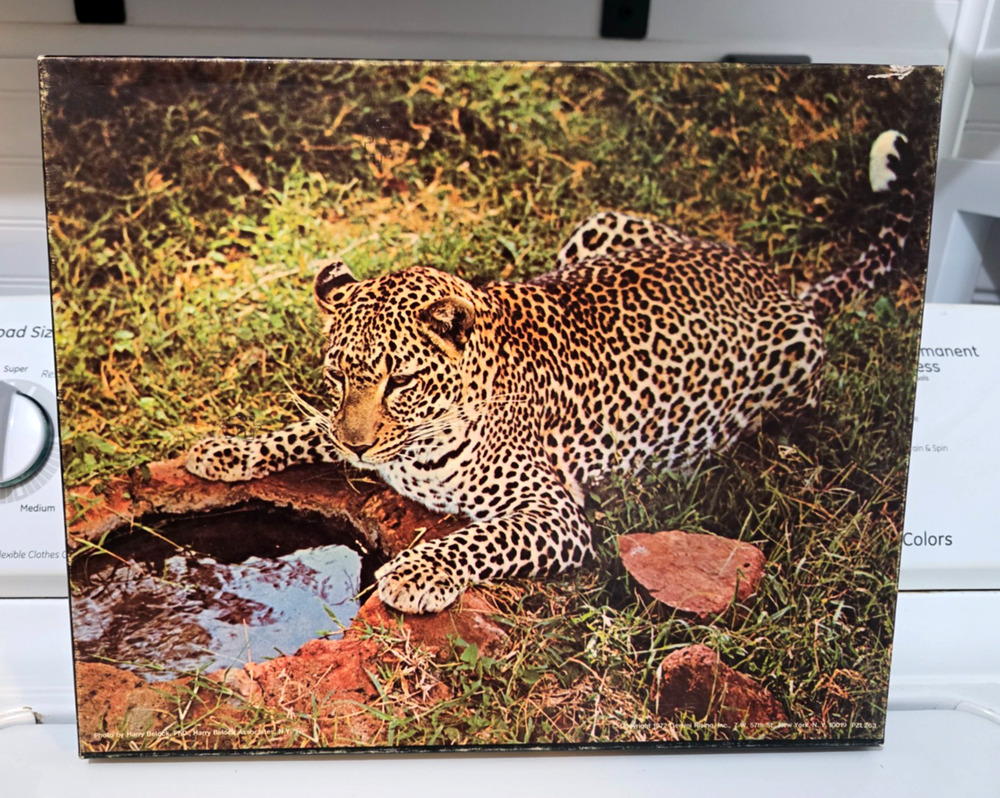 Vintage Puzzle 1972 "Thirsty" Gemini 500 Pc. Jigsaw Leopard 17.5" x 23.5" Rare